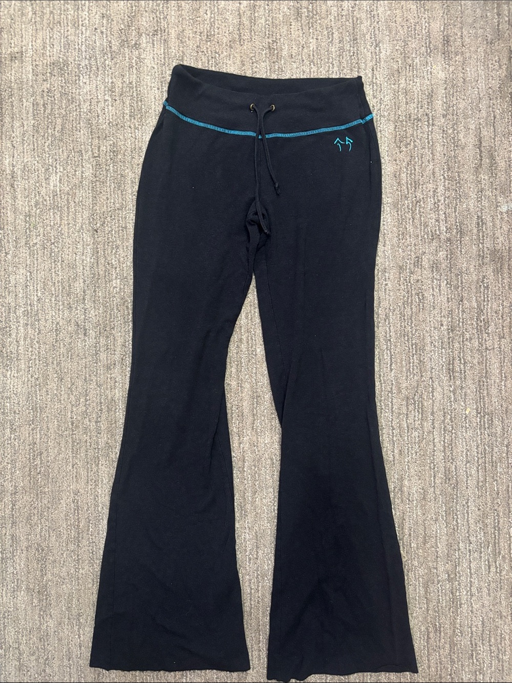 Green Apple Black Flare Sweatpants with Teal Accent